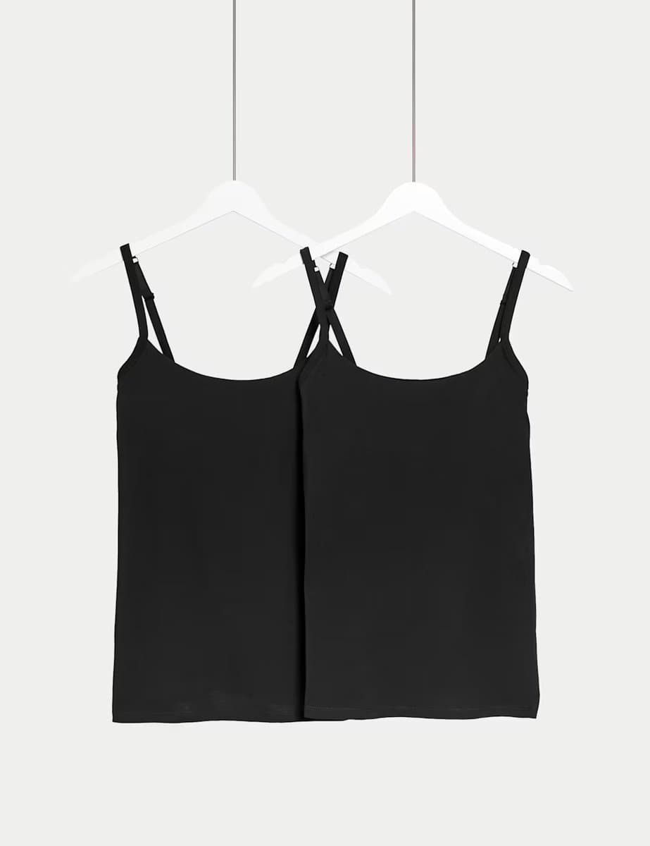 Marks & Spencer M&S Cotton Rich Secret Support™ Vests in Black