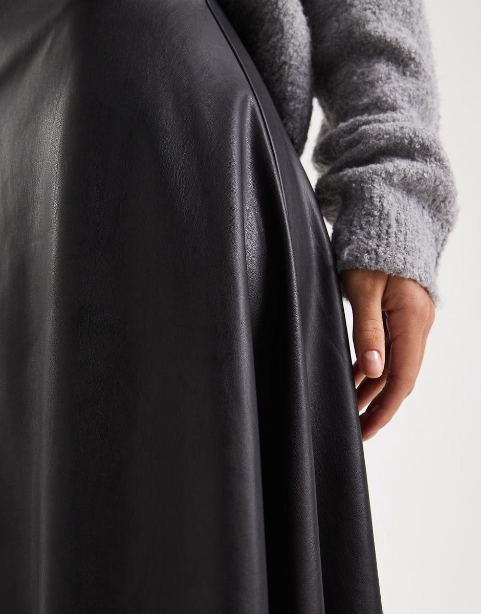 ASOS Miss Selfridge faux leather maxi skirt in black - 3