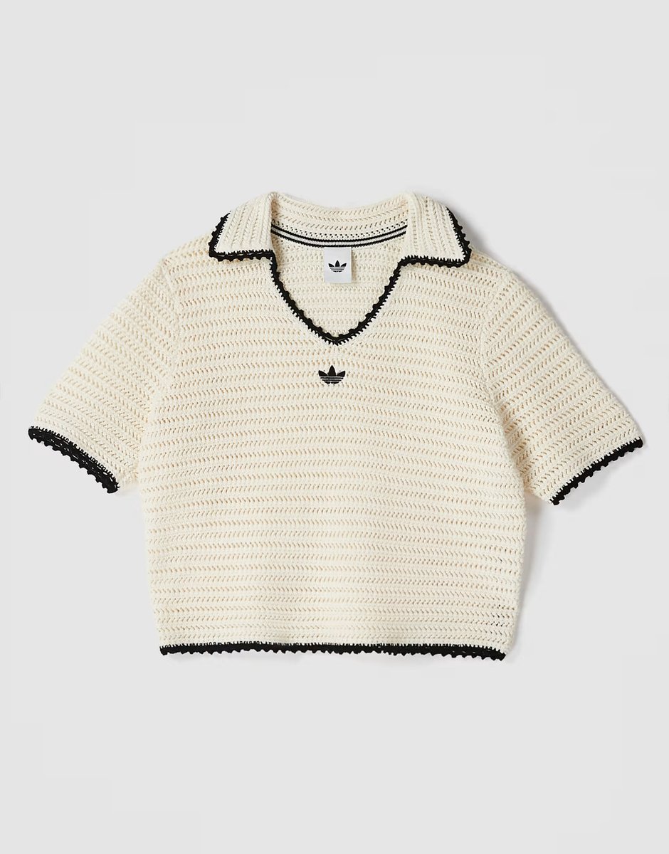 ASOS adidas Originals x ASOS crochet knitted top with contrast trim in ecru - 4