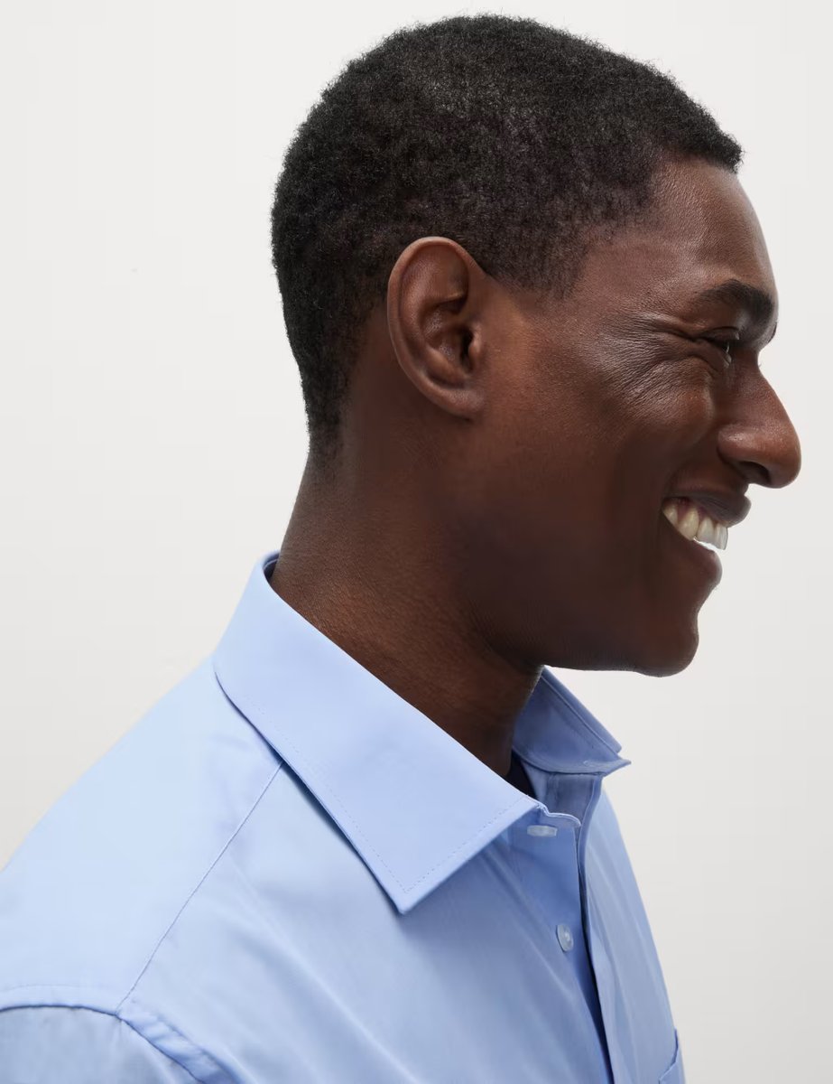 Marks & Spencer M&S 3 Pack Regular Fit Easy Iron Short Sleeve Shirts Blue - 3