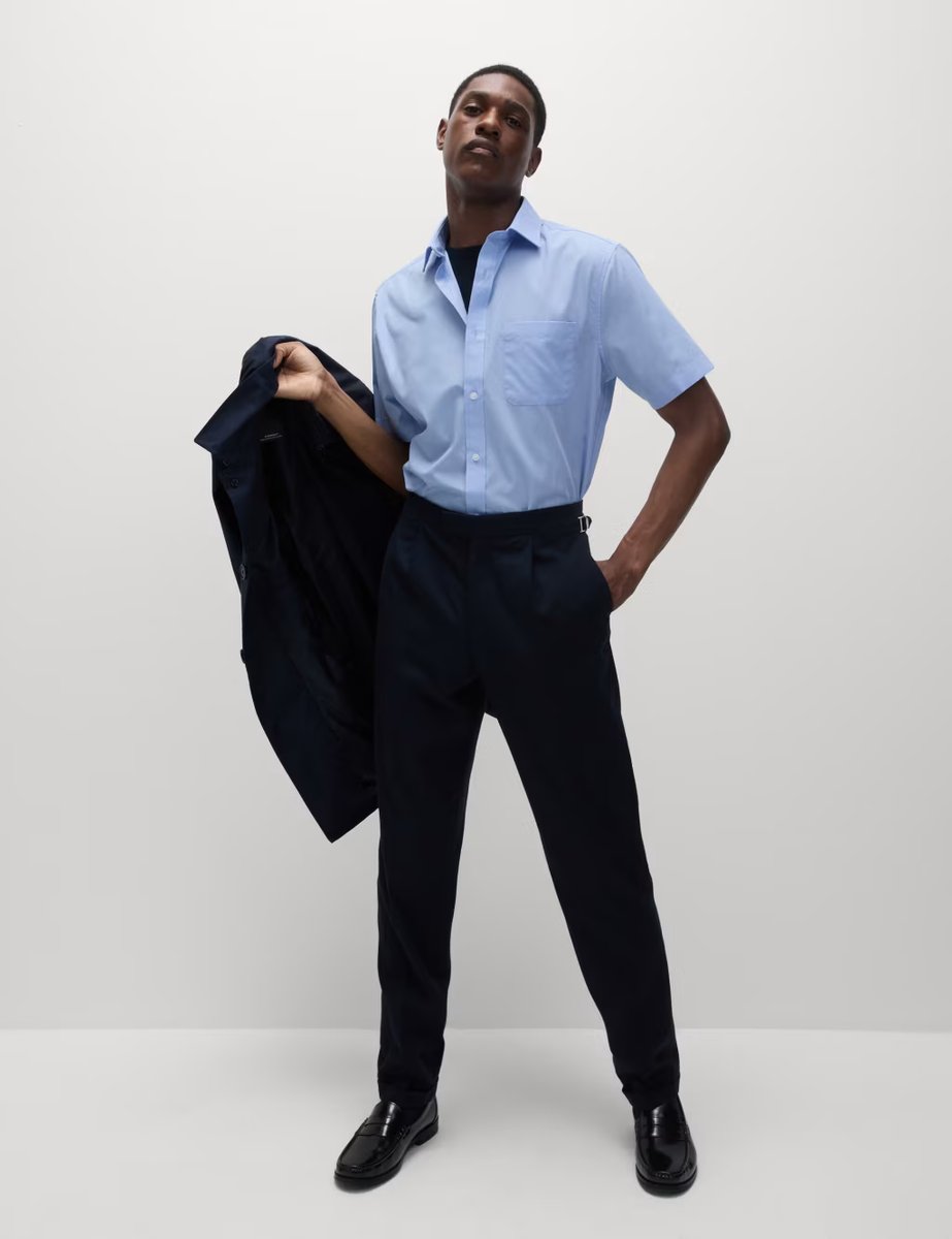 Marks & Spencer M&S 3 Pack Regular Fit Easy Iron Short Sleeve Shirts Blue - 4