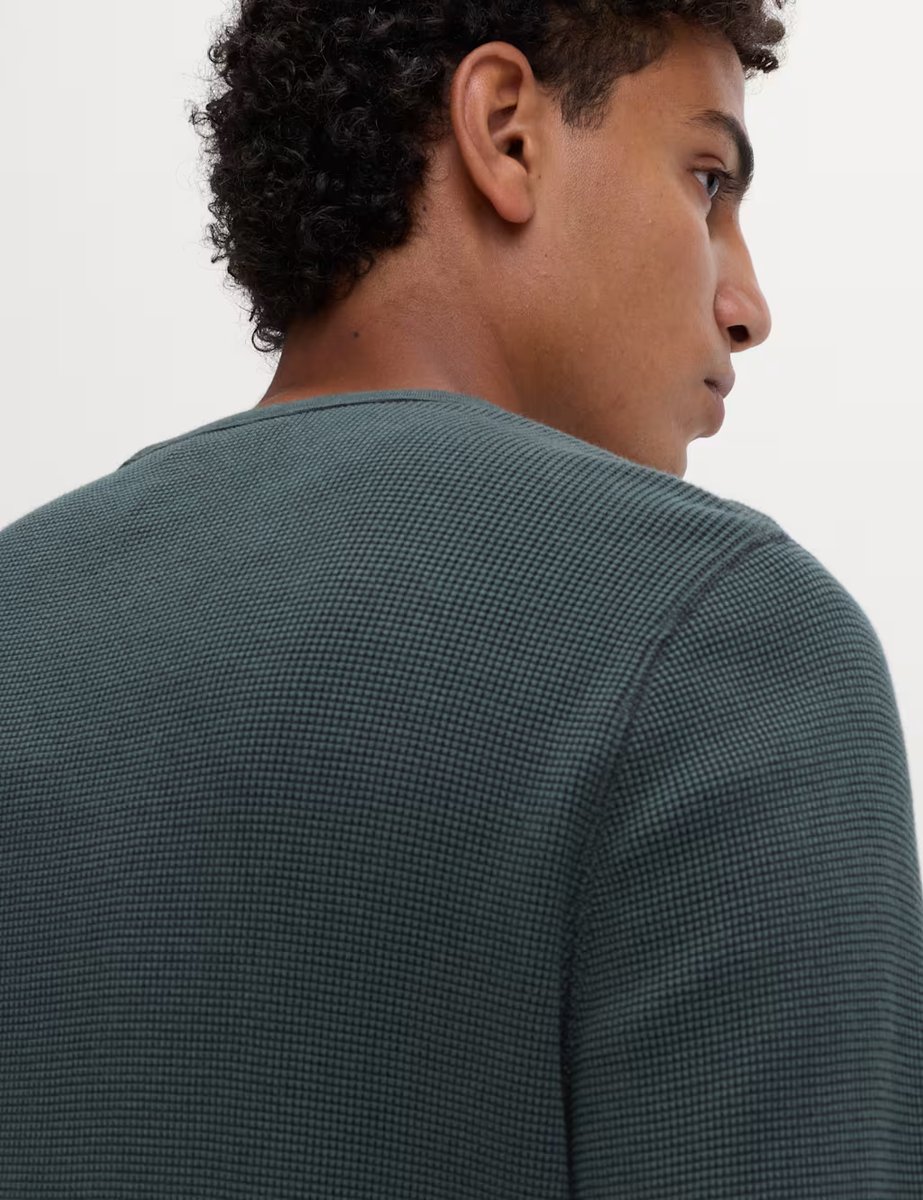 Marks & Spencer M&S Pure Cotton 2-Tone Waffle Sweatshirt Cedar - 2