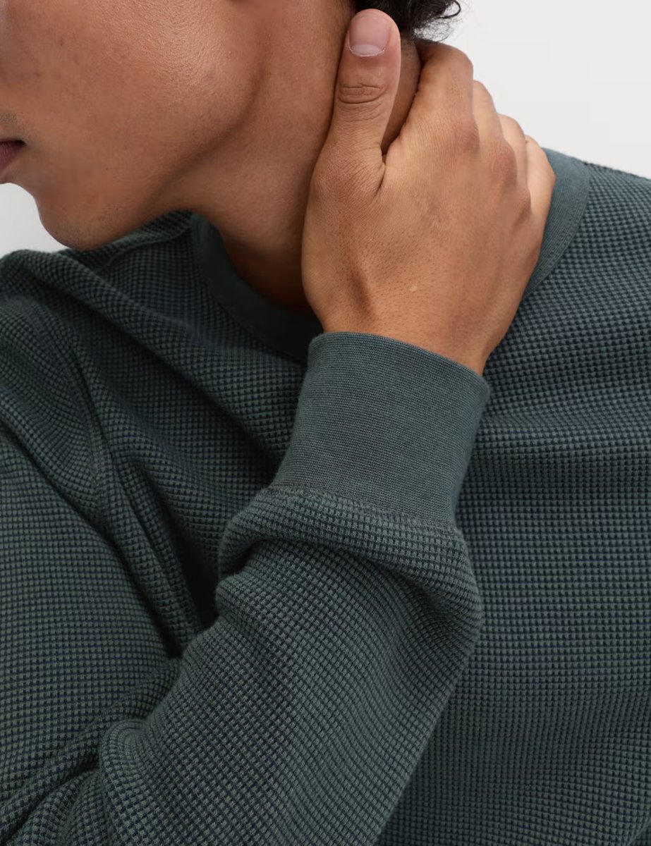 Marks & Spencer M&S Pure Cotton 2-Tone Waffle Sweatshirt Cedar - 3