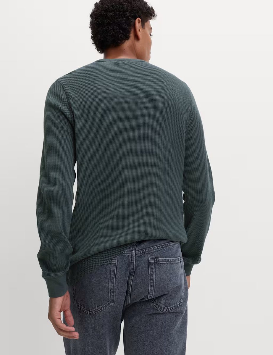 Marks & Spencer M&S Pure Cotton 2-Tone Waffle Sweatshirt Cedar - 4