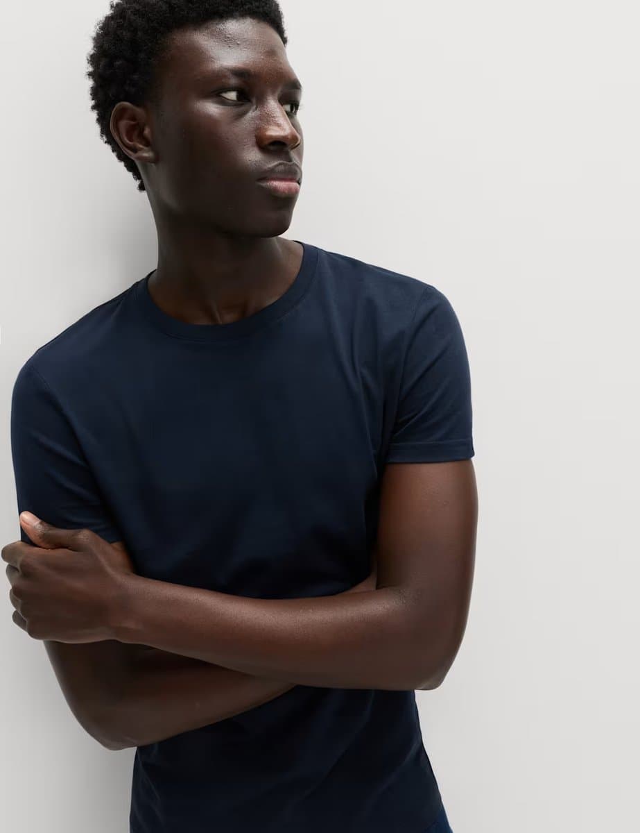 Marks & Spencer M&S 3pk Slim Fit T-Shirts Navy Mix