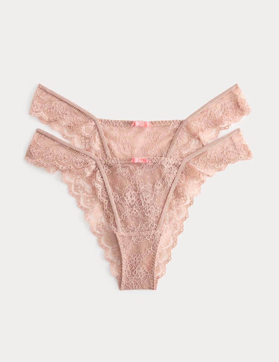 Marks & Spencer M&S 2 Pack Ida Lace Miami Knickers Rose Quartz