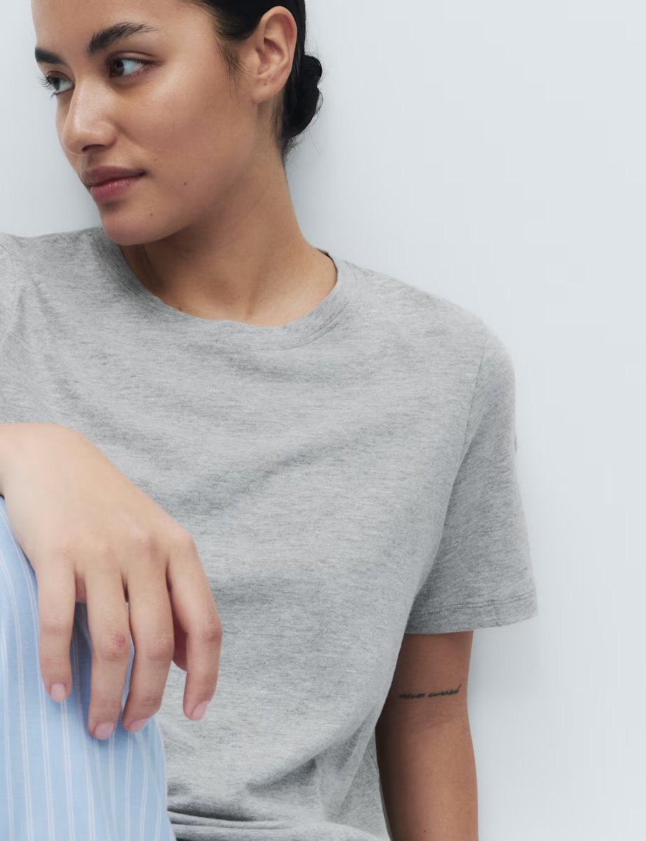 Marks & Spencer M&S Pure Cotton Pyjama Set Grey Mix - 4