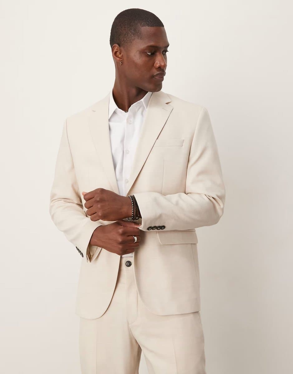 ASOS ASOS Regular Fit Wool Blend Blazer in Cream