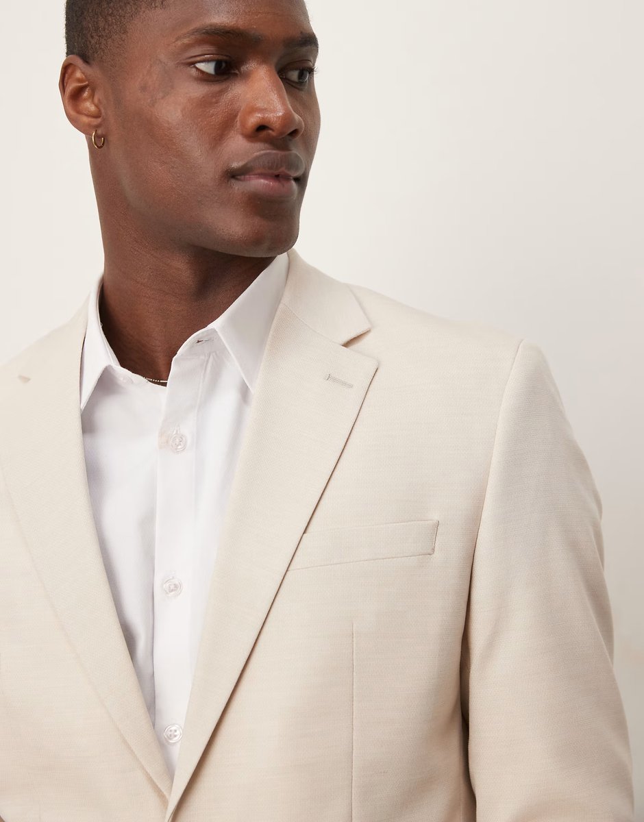 ASOS Selected wool blend regular fit blazer in cream - 2