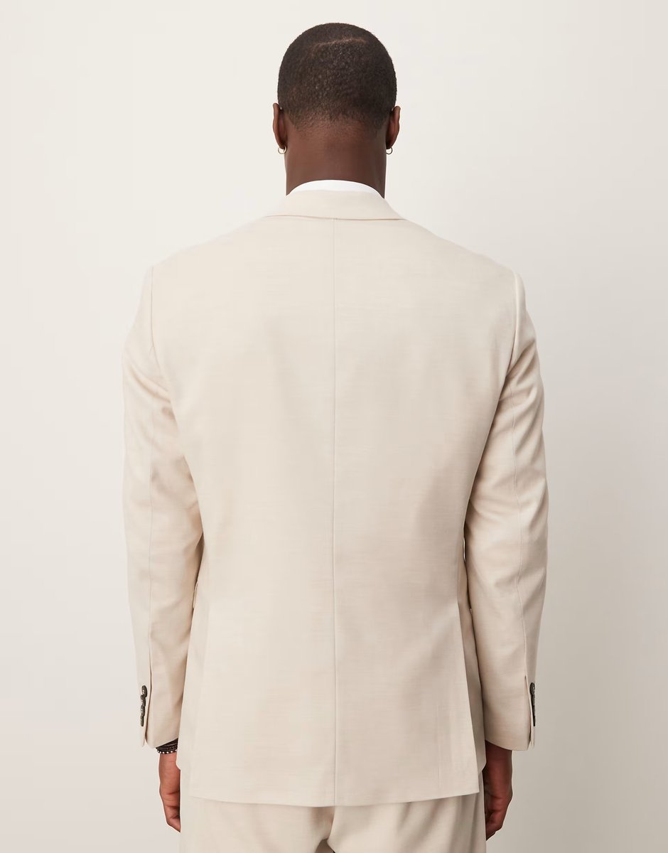 ASOS Selected wool blend regular fit blazer in cream - 4