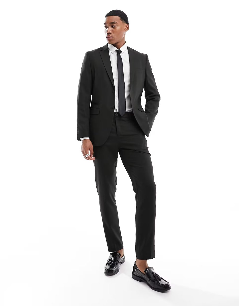 ASOS Selected wool blend slim fit suit jacket in dark green - 2