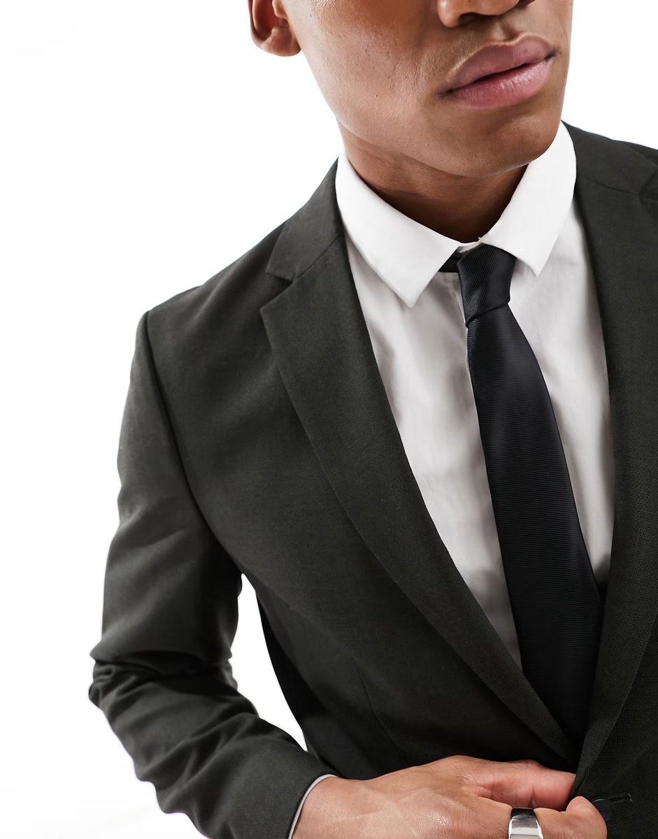 ASOS Selected wool blend slim fit suit jacket in dark green - 3