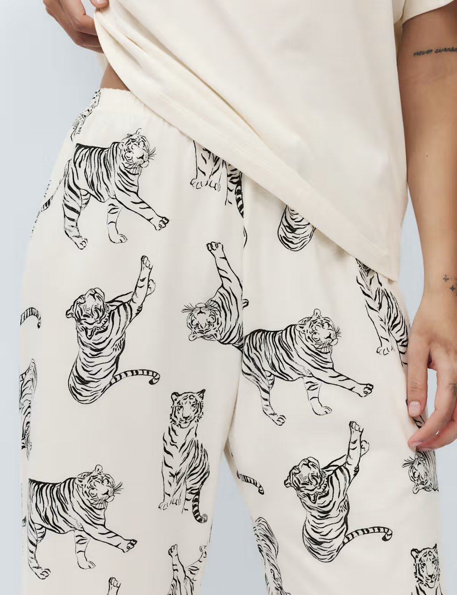 Marks & Spencer M&S Pure Cotton Printed Pyjama Set Ivory - 2