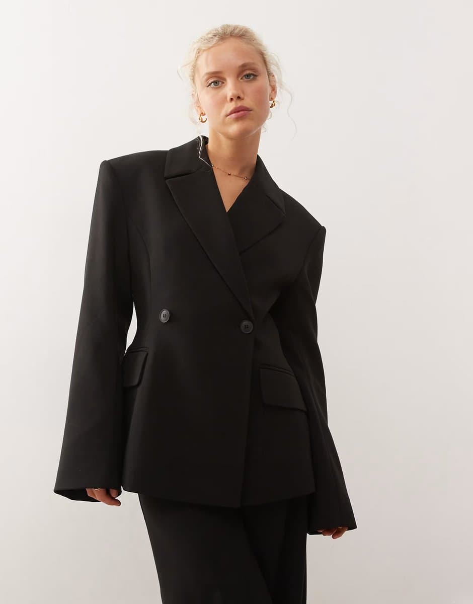 ASOS Weekday premium co-ord double breasted blazer in black
