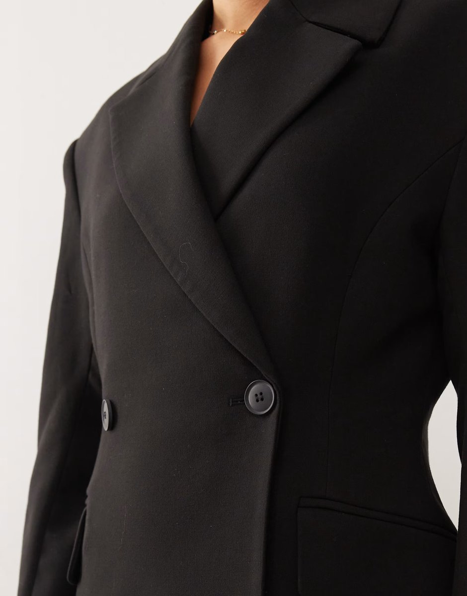 ASOS Weekday premium co-ord double breasted blazer in black - 3