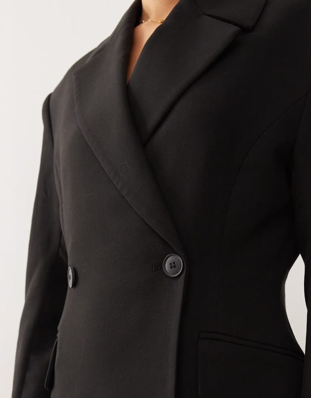 ASOS Weekday premium co-ord double breasted blazer in black - 3