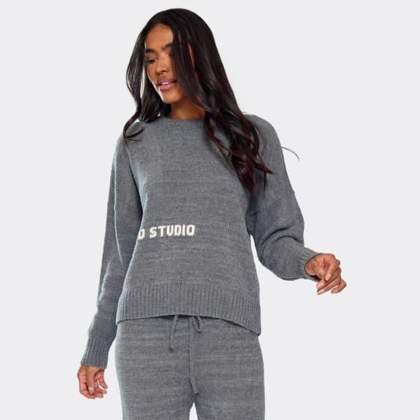 EGO EGO Long Sleeve Oversized Jumper in Charcoal Grey Knit