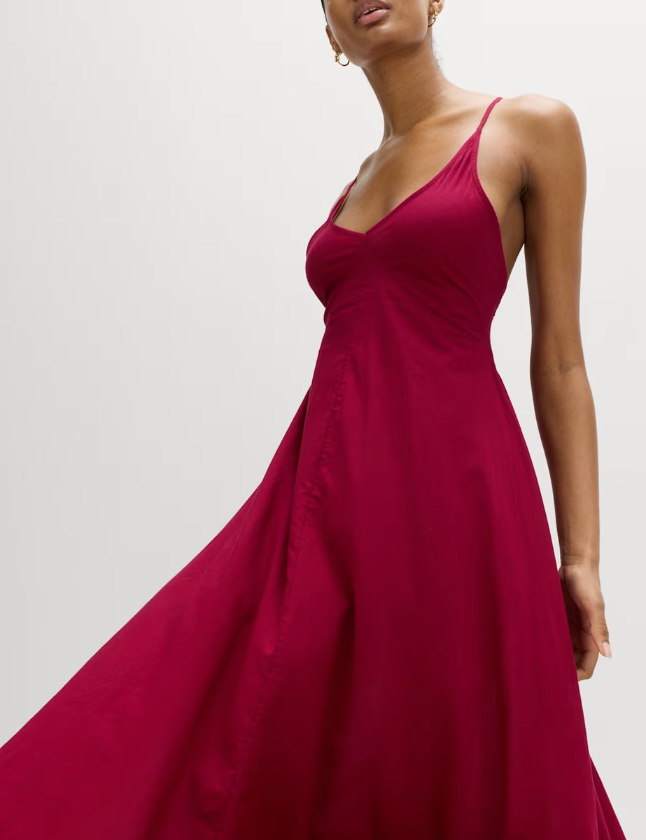Marks & Spencer M&S Pure Cotton Strappy V-Neck Maxi Beach Dress Raspberry - 3