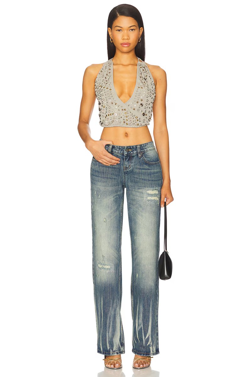 revolve Crystal Studded Backless Top - 4