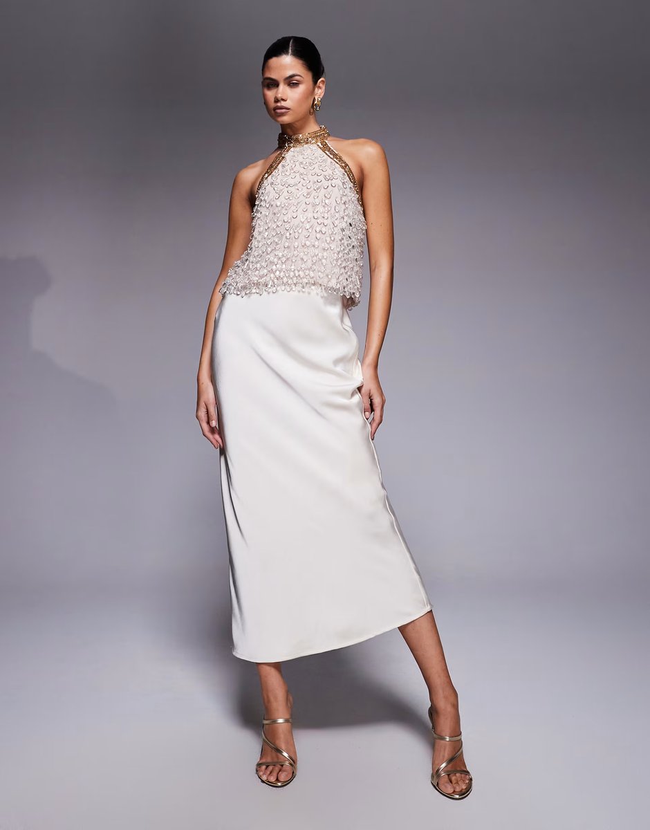 ASOS ASOS DESIGN teardrop embellished halter top in pink - 3