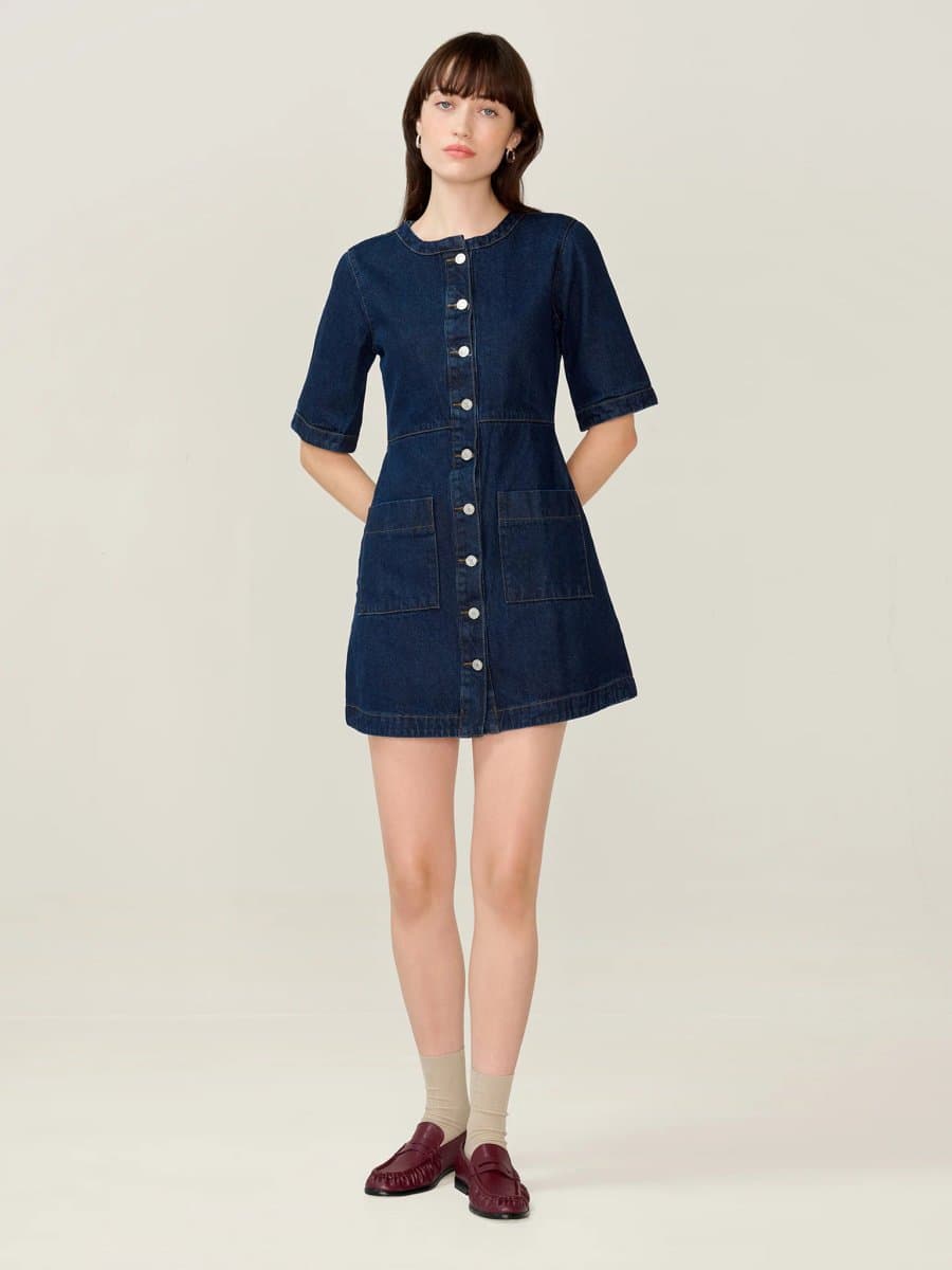 OMNES Adia Dress in Indigo