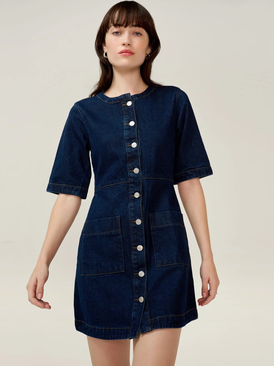 OMNES Adia Dress in Indigo - 4