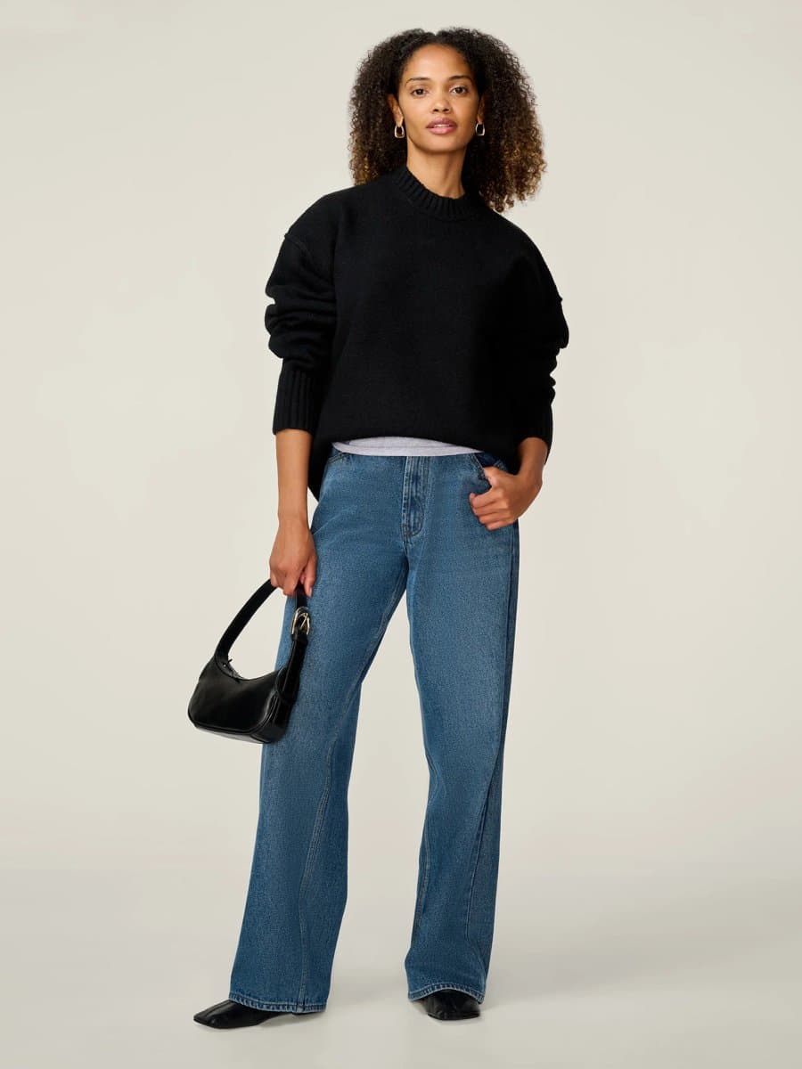 OMNES OMNES Oversized Crew Neck Jumper in Black