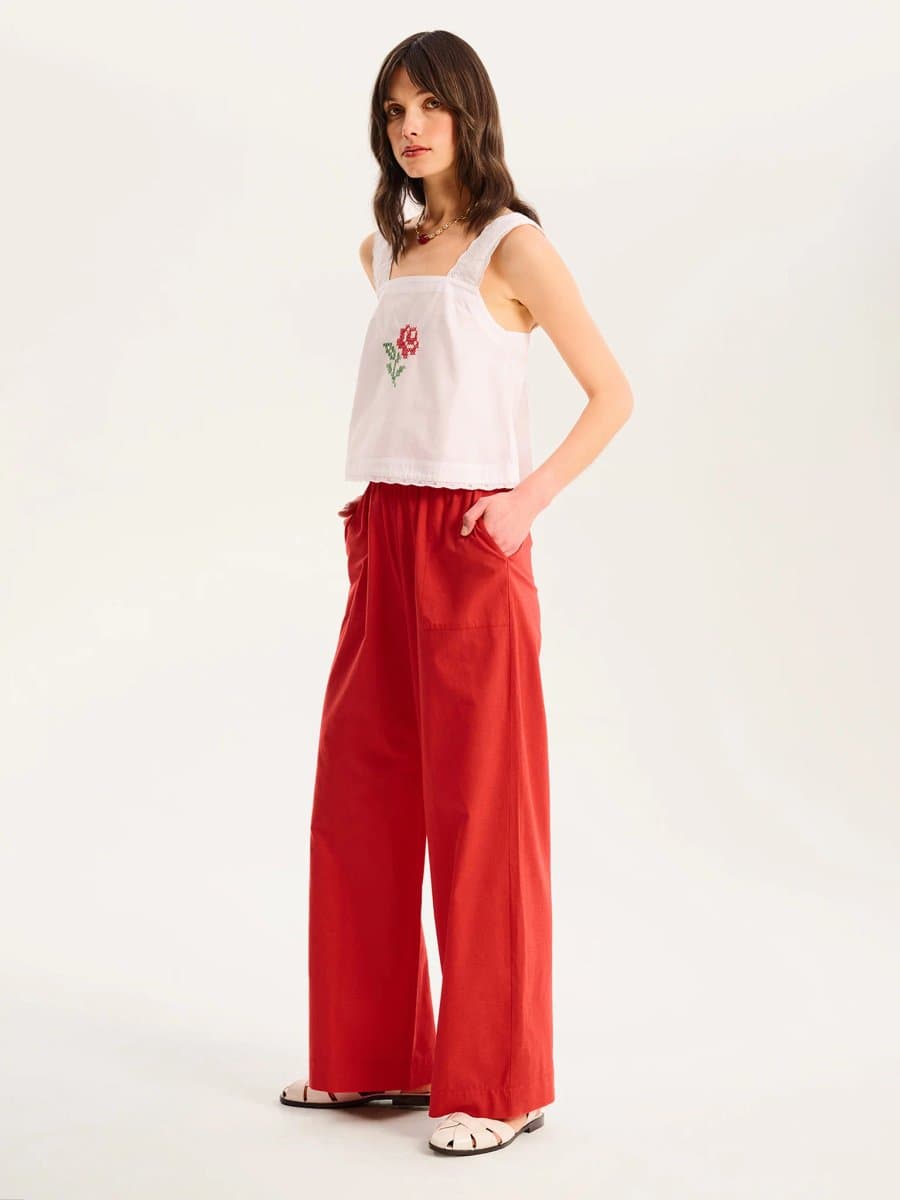 OMNES OMNES Vintage Lace Smock Top in White