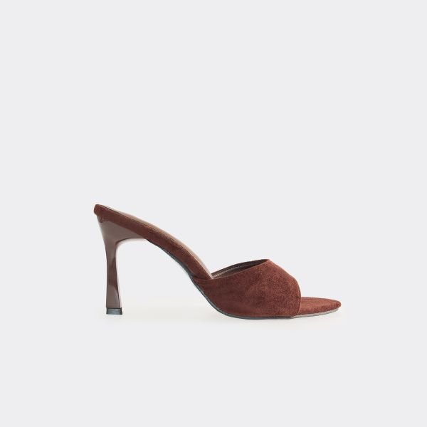 EGO Timely Pointed Toe Heeled Mule In Brown Faux Suede, Women's Size UK 6 - 2