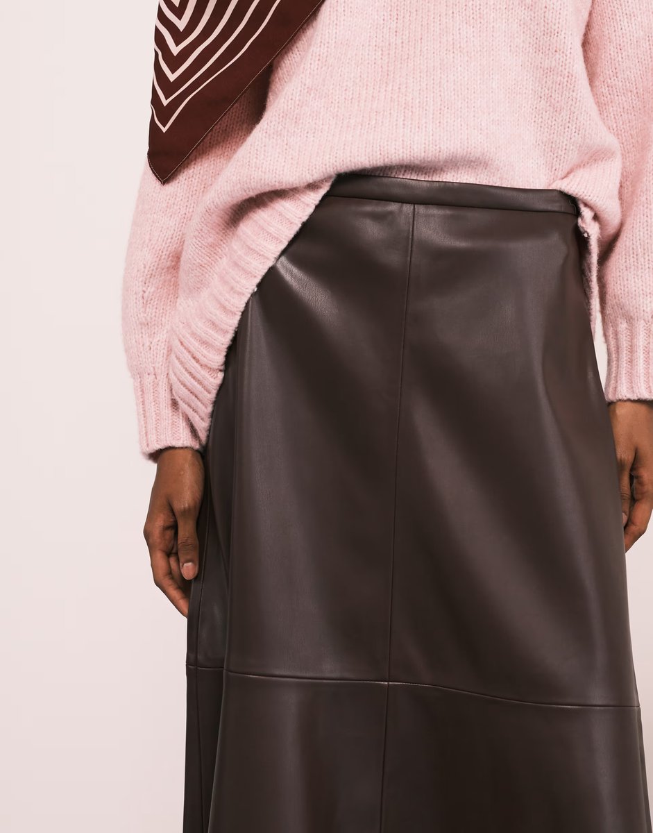 ASOS Mango faux leather midi skirt in burgundy - 2
