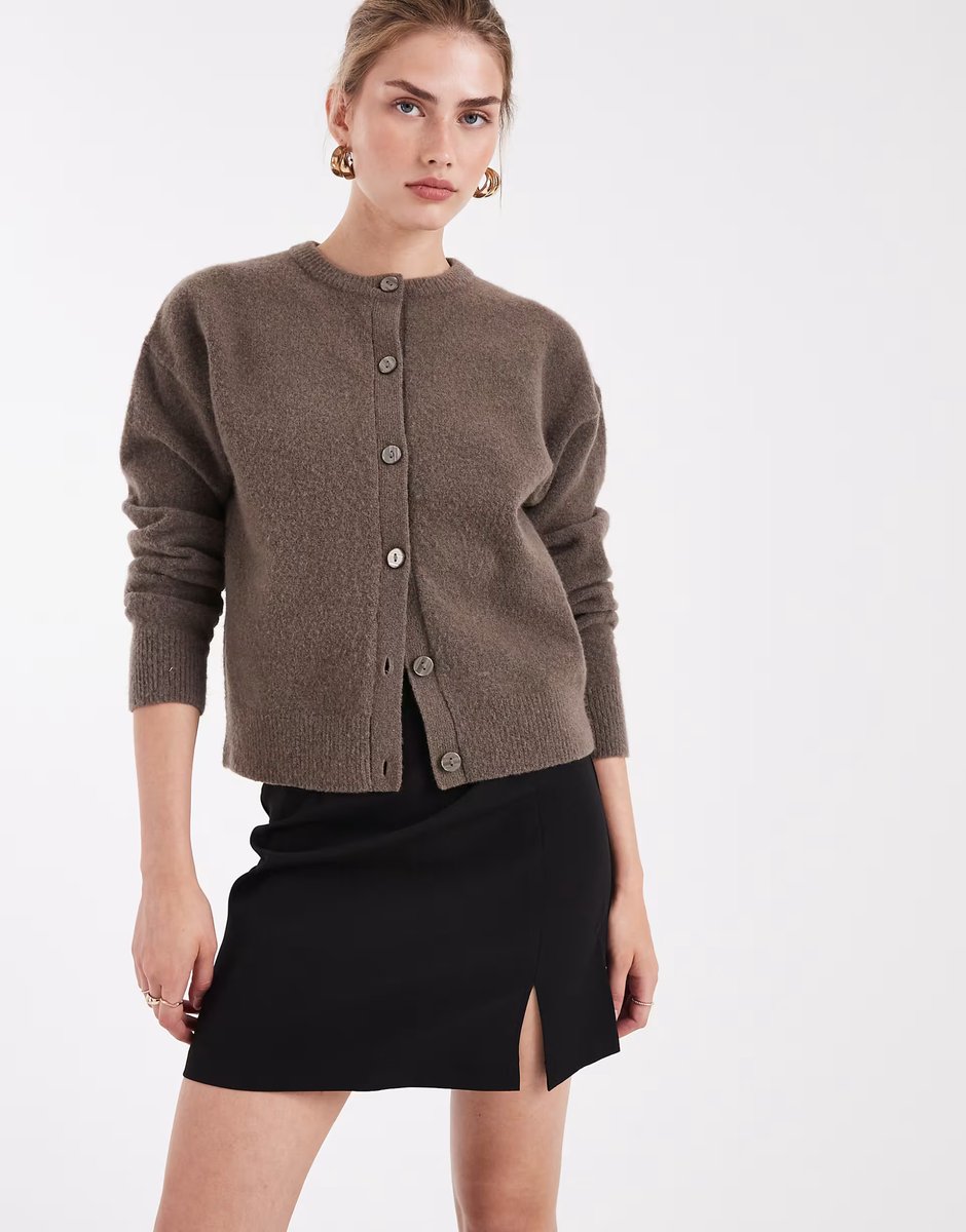 ASOS Pieces tailored notch front mini skirt in black - 2