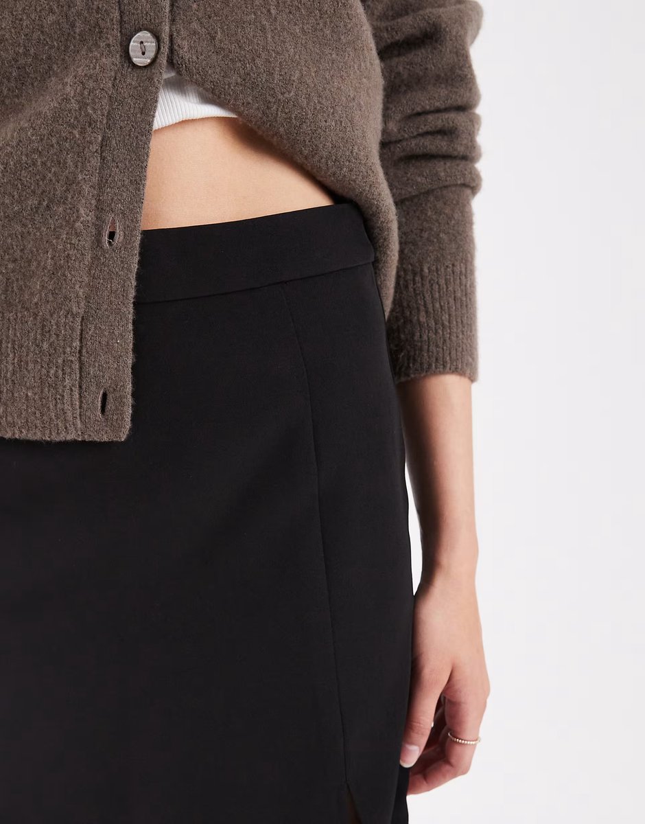 ASOS Pieces tailored notch front mini skirt in black - 3