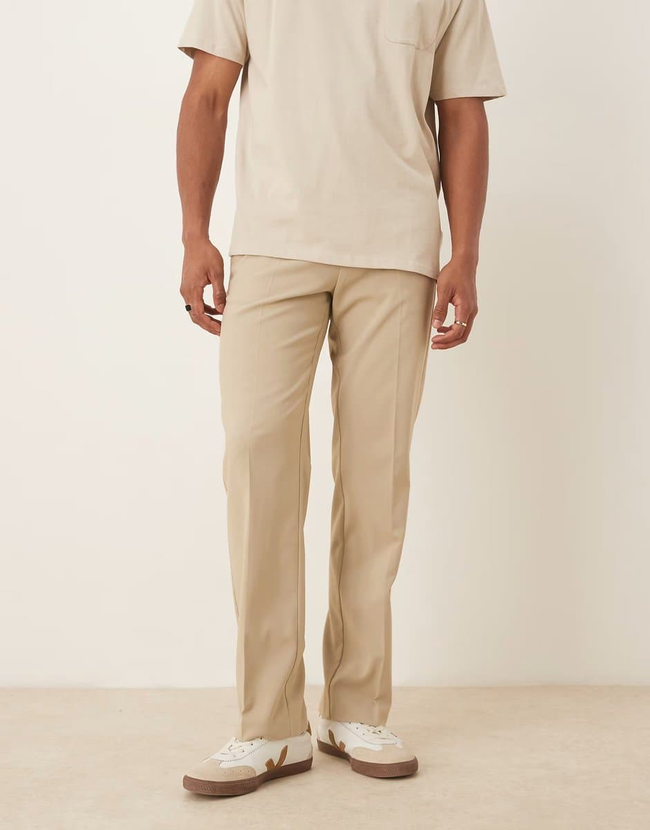 ASOS ASOS DESIGN straight leg suit trousers in stone