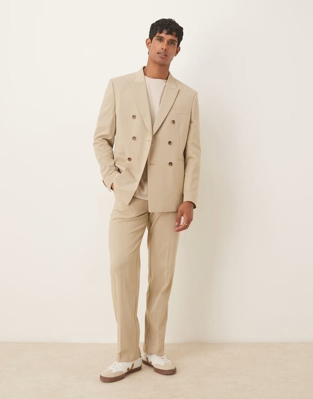 ASOS ASOS DESIGN straight leg suit trousers in stone - 2