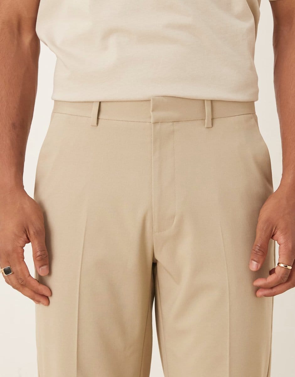 ASOS ASOS DESIGN straight leg suit trousers in stone - 4
