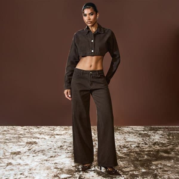 EGO EGO Mid-Rise Chocolate Brown Wide Leg Jeans