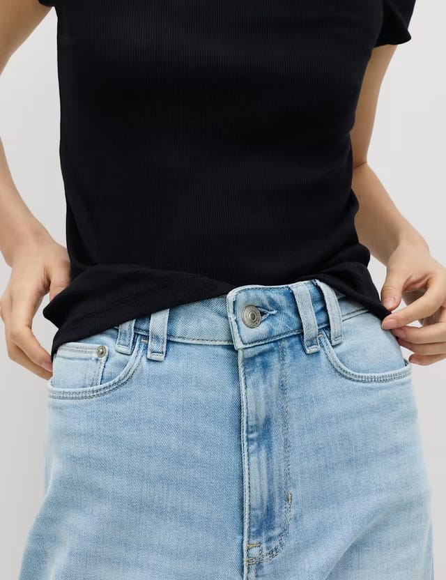 Marks & Spencer M&S High Waisted Wide Leg Jeans Light Indigo - 3