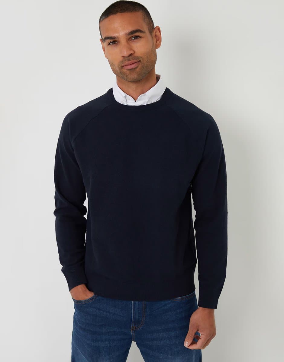 ASOS Threadbare Mock shirt raglan knitted jumper in navy