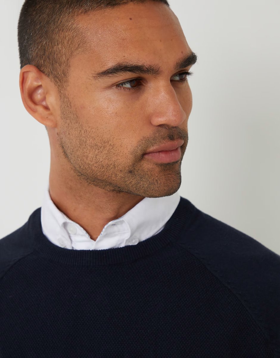 ASOS Threadbare Mock shirt raglan knitted jumper in navy - 3