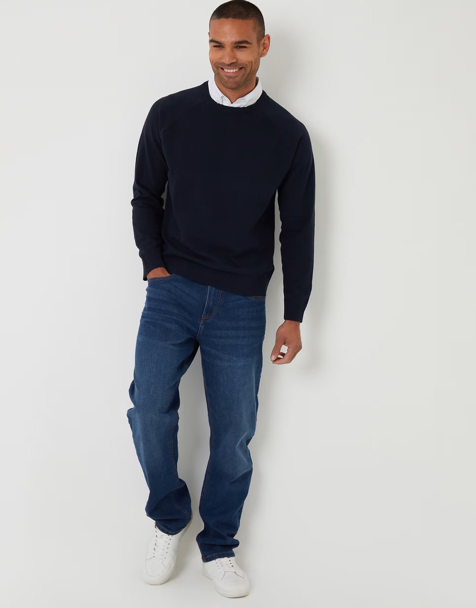 ASOS Threadbare Mock shirt raglan knitted jumper in navy - 4