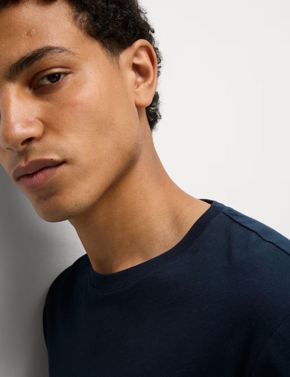 Marks & Spencer M&S 3pk Slim Fit Pure Cotton Crew Neck T-Shirts Navy Mix - 3