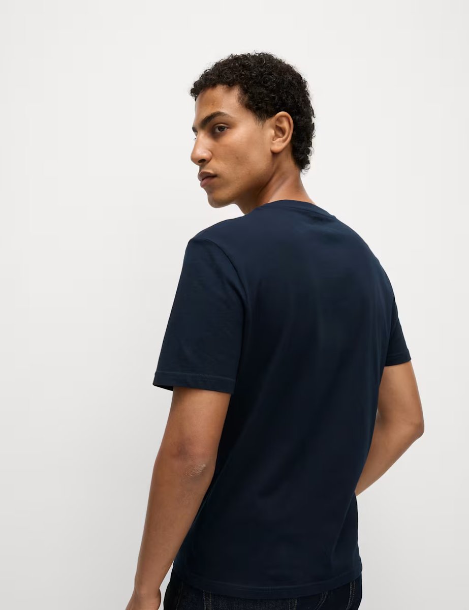 Marks & Spencer M&S 3pk Slim Fit Pure Cotton Crew Neck T-Shirts Navy Mix - 4