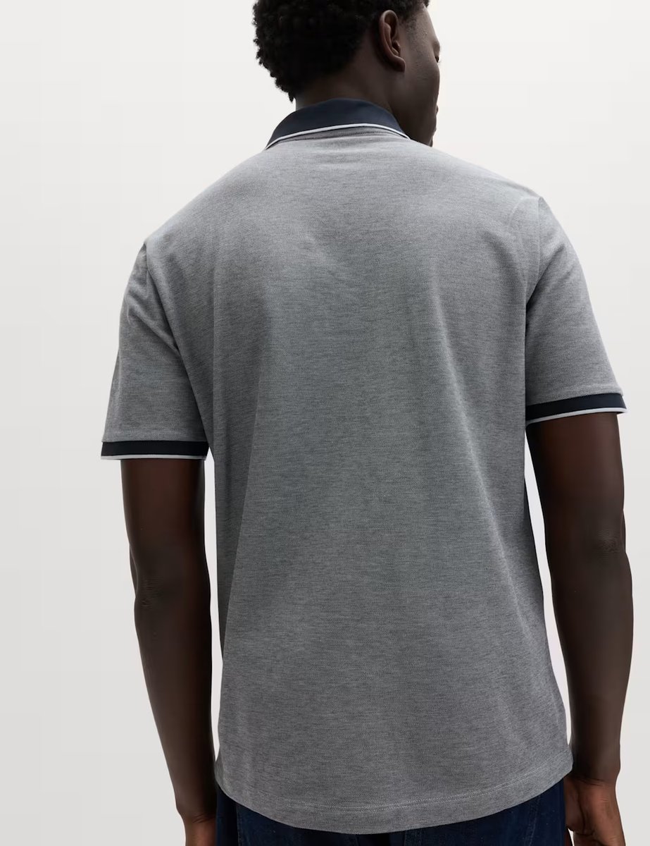 Marks & Spencer M&S Ultimate Tipped Pique Polo Shirt Navy Marl - 4