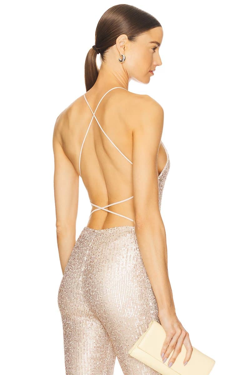 revolve Revolve Norma Kamali Low Back Embellished Top in Baby