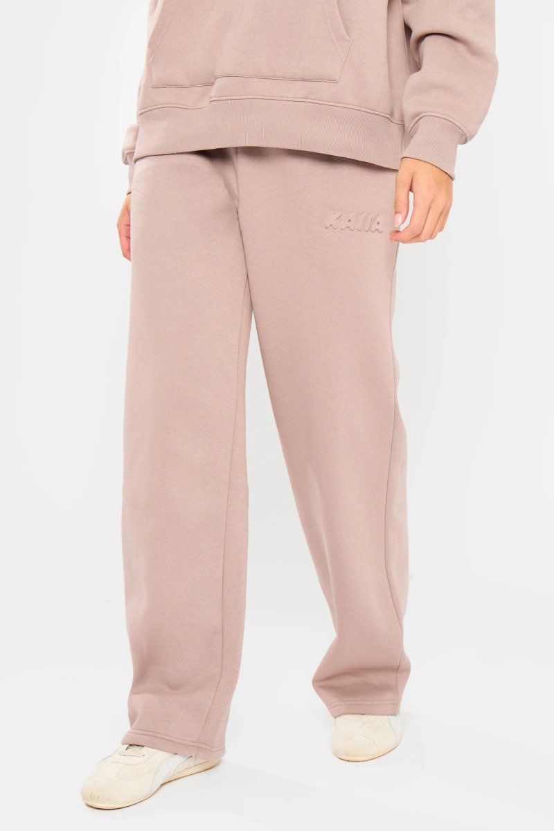 Kaiia Kaiia Embossed Bubble Logo Wide Leg Joggers Clay - 4