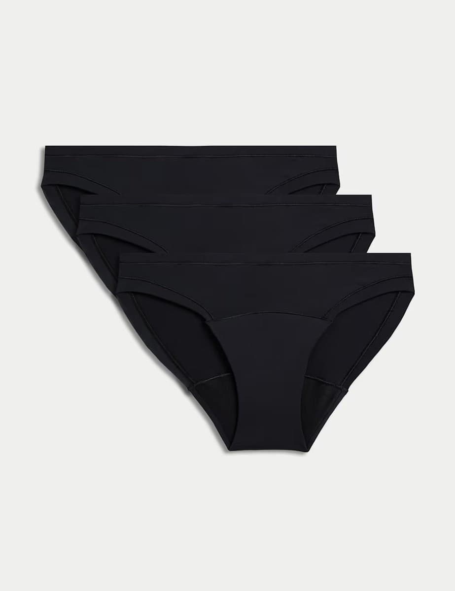 Marks & Spencer M&S 3pk Heavy Absorbency Modal Period Bikini Knickers Black