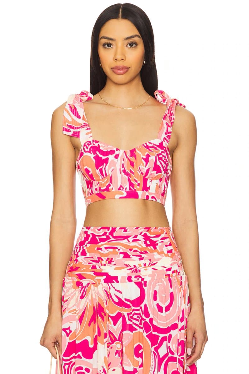 revolve Revolve Floral Print Crop Top in Pink Fantasia