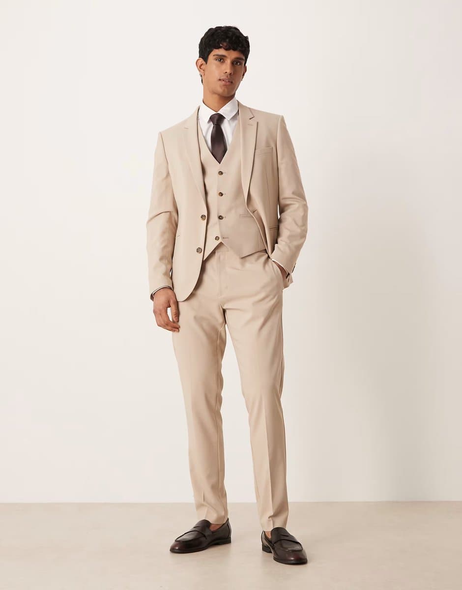 ASOS ASOS DESIGN skinny suit trouser in light stone
