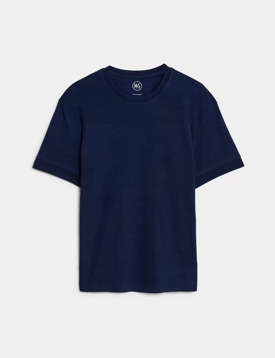 Marks & Spencer M&S Classic Crew Neck T-Shirt in Dark Indigo