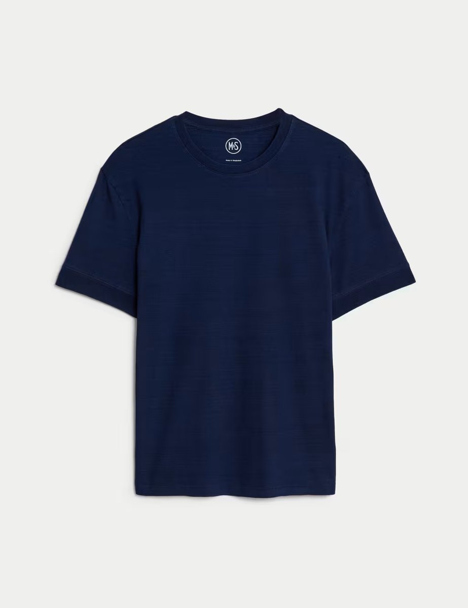 Marks & Spencer M&S Pure Cotton Crew Neck T-Shirt Dark Indigo - 2